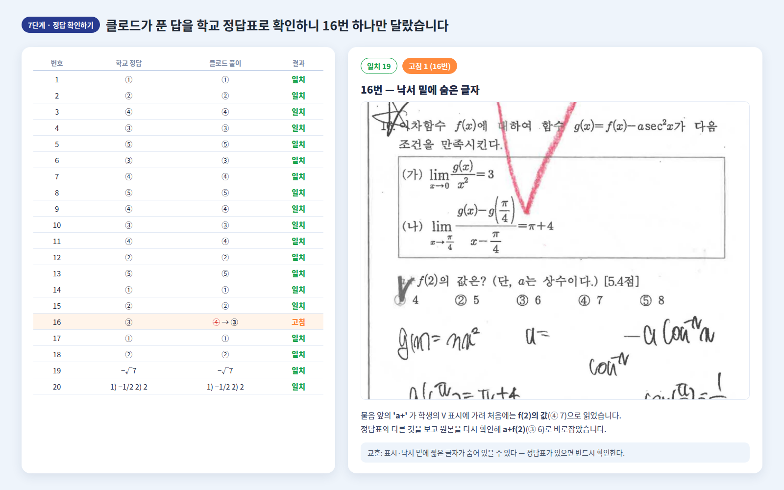 정답 확인하기 결과