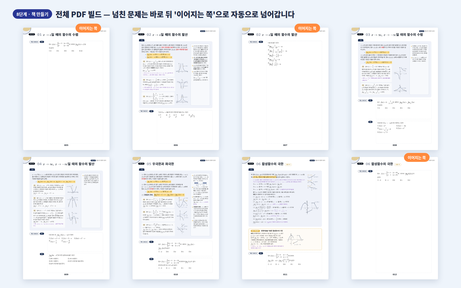 완성된 책 여러 쪽