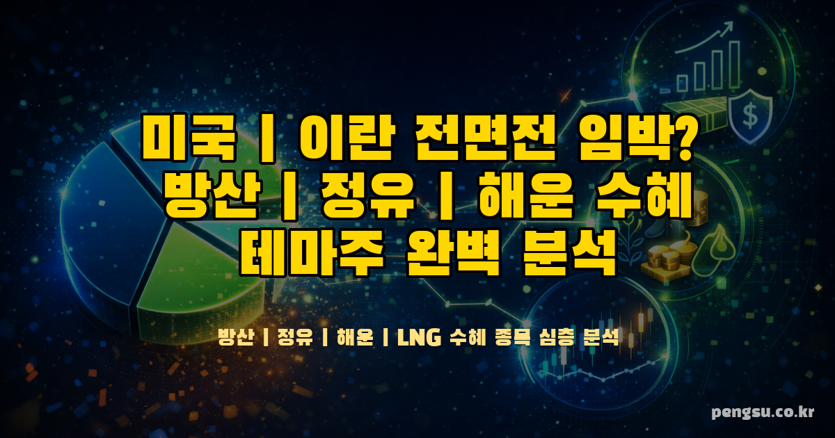 🔥 미국·이란 전면전 임박? 방산·정유·해운 수혜 테마주 완벽 분석