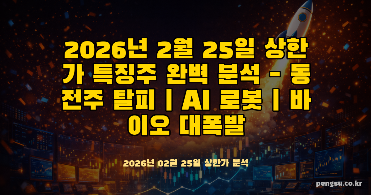 2026년 2월 25일 상한가 특징주 완벽 분석 - 동전주 탈피·AI 로봇·바이오 대폭발