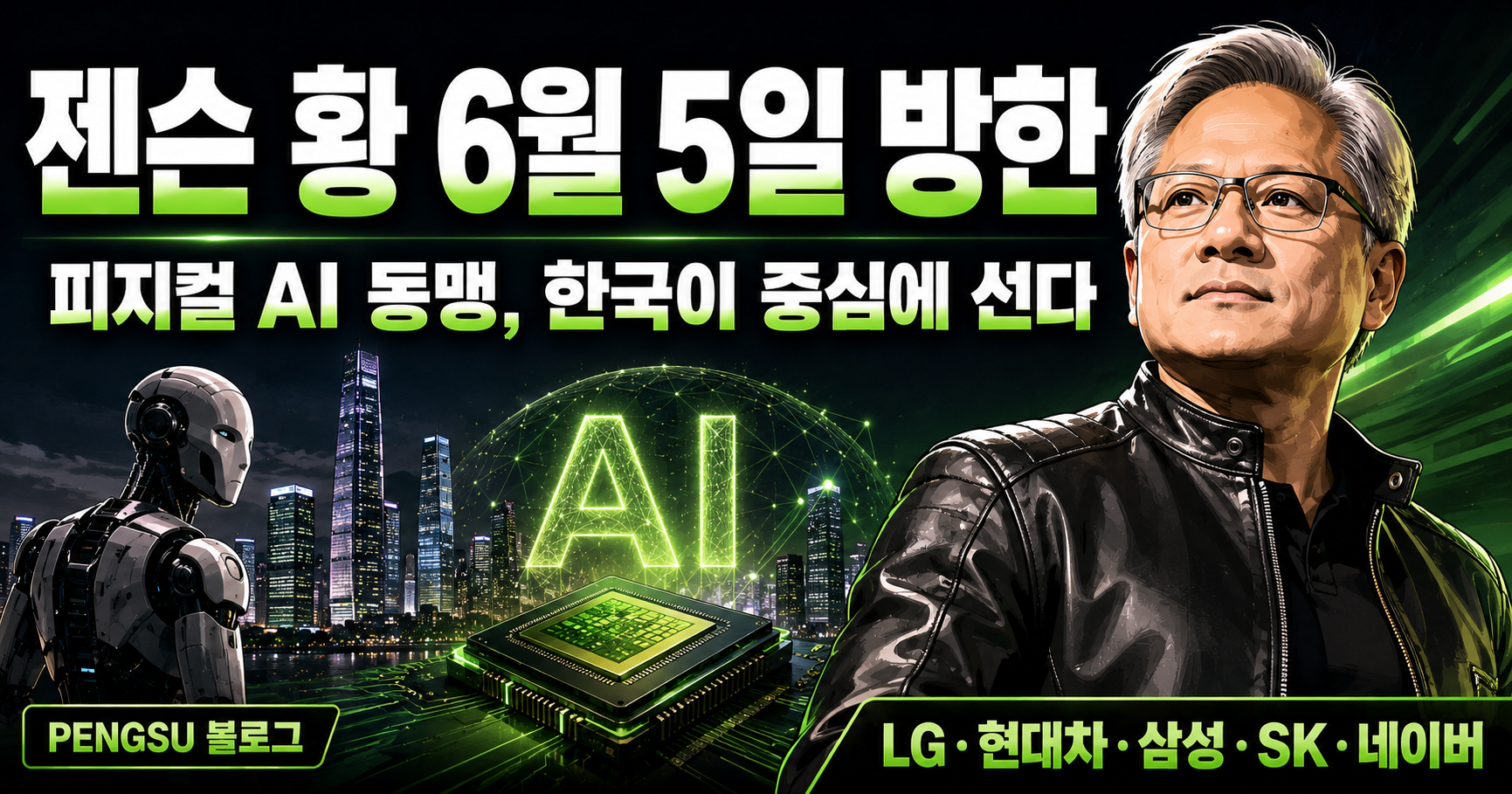 엔비디아 젠슨 황 6월 5일 방한 - 피지컬 AI 동맹 수혜주 총정리 (LG·현대차·삼성·SK·네이버)