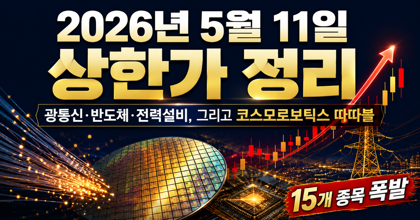 2026년 5월 11일 상한가 종목 완벽 분석 - 광통신·반도체·전력설비·신규상장 로봇