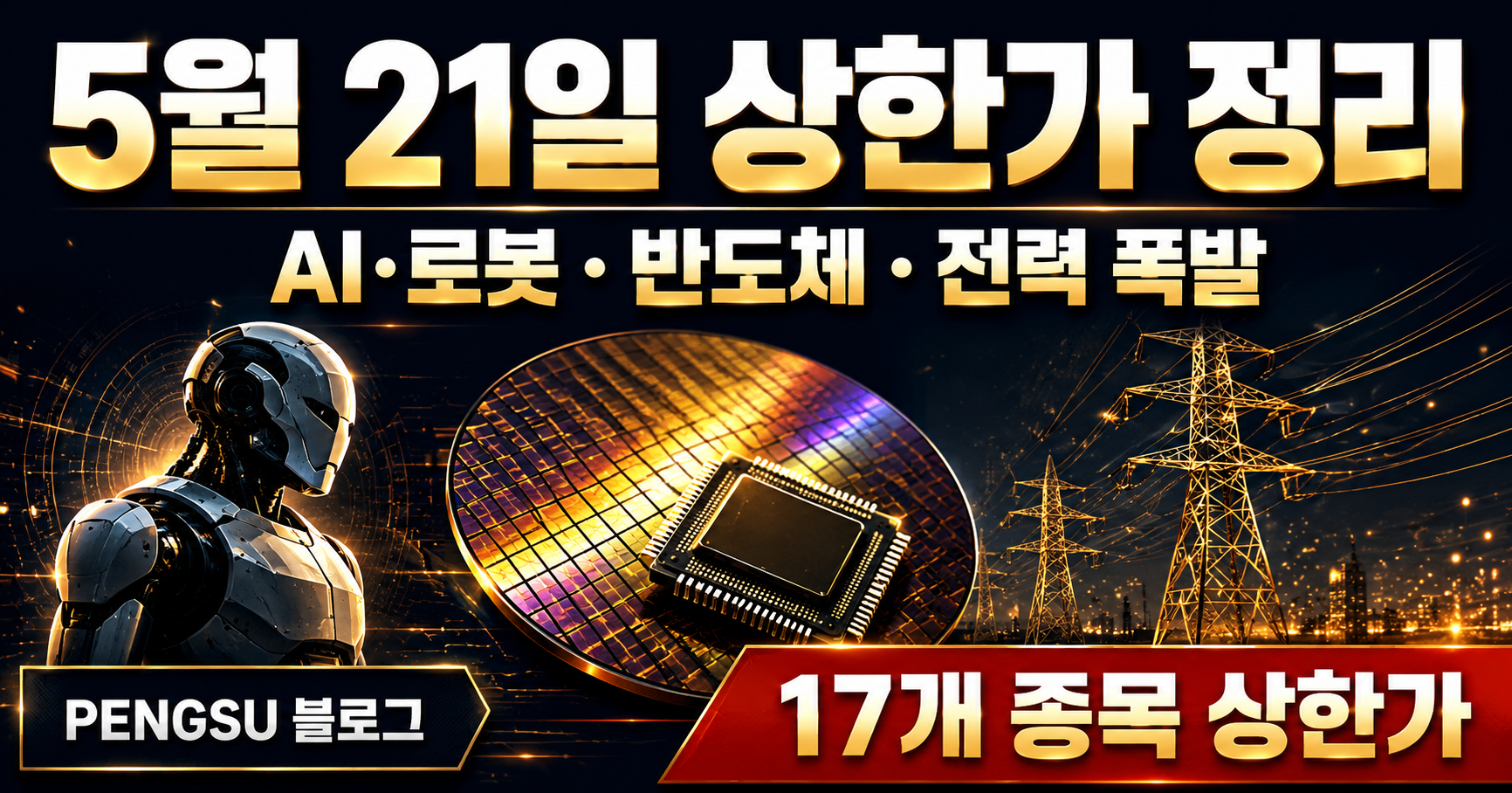 2026년 5월 21일 상한가 종목 완벽 분석 - AI·로봇, 반도체, 전력·전선 폭발