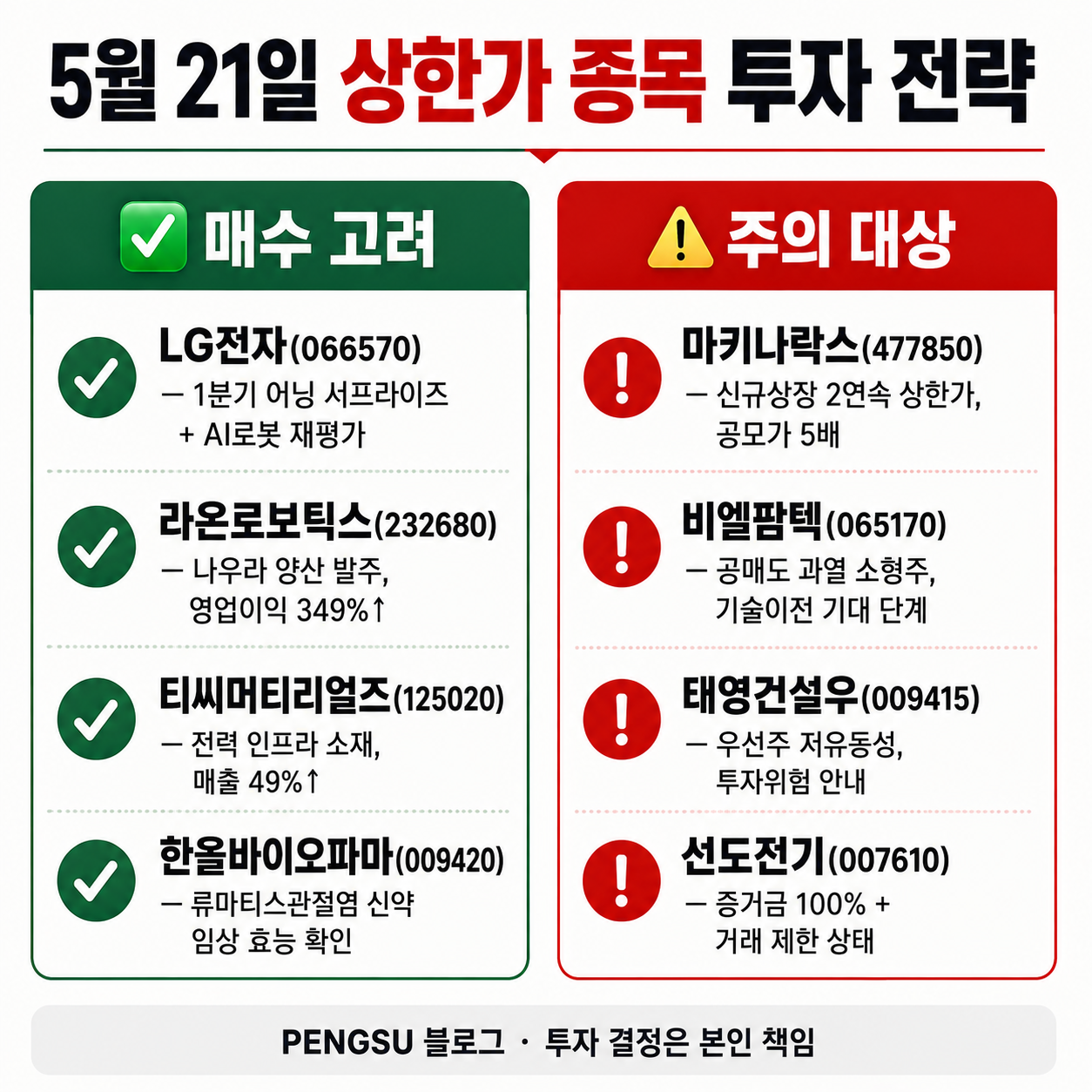 투자 전략 요약 인포그래픽