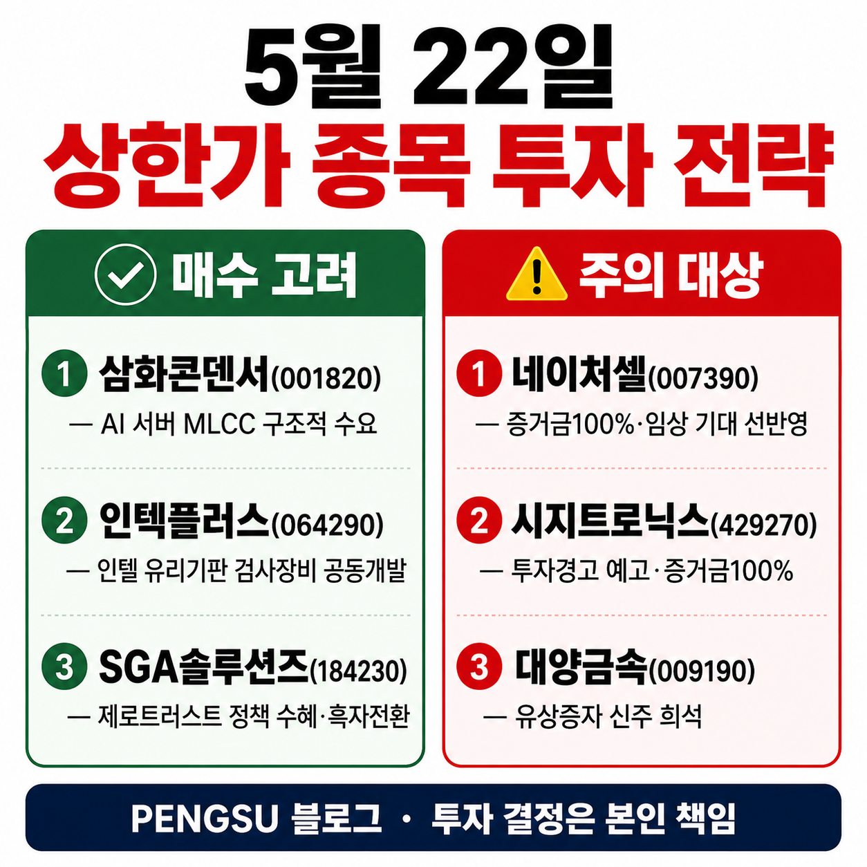 투자 전략 요약 인포그래픽