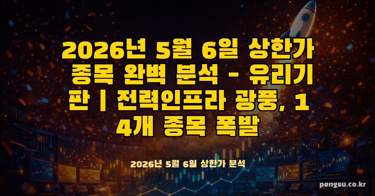 2026년 5월 6일 상한가 종목 완벽 분석 - 유리기판·전력인프라 광풍, 14개 종목 폭발