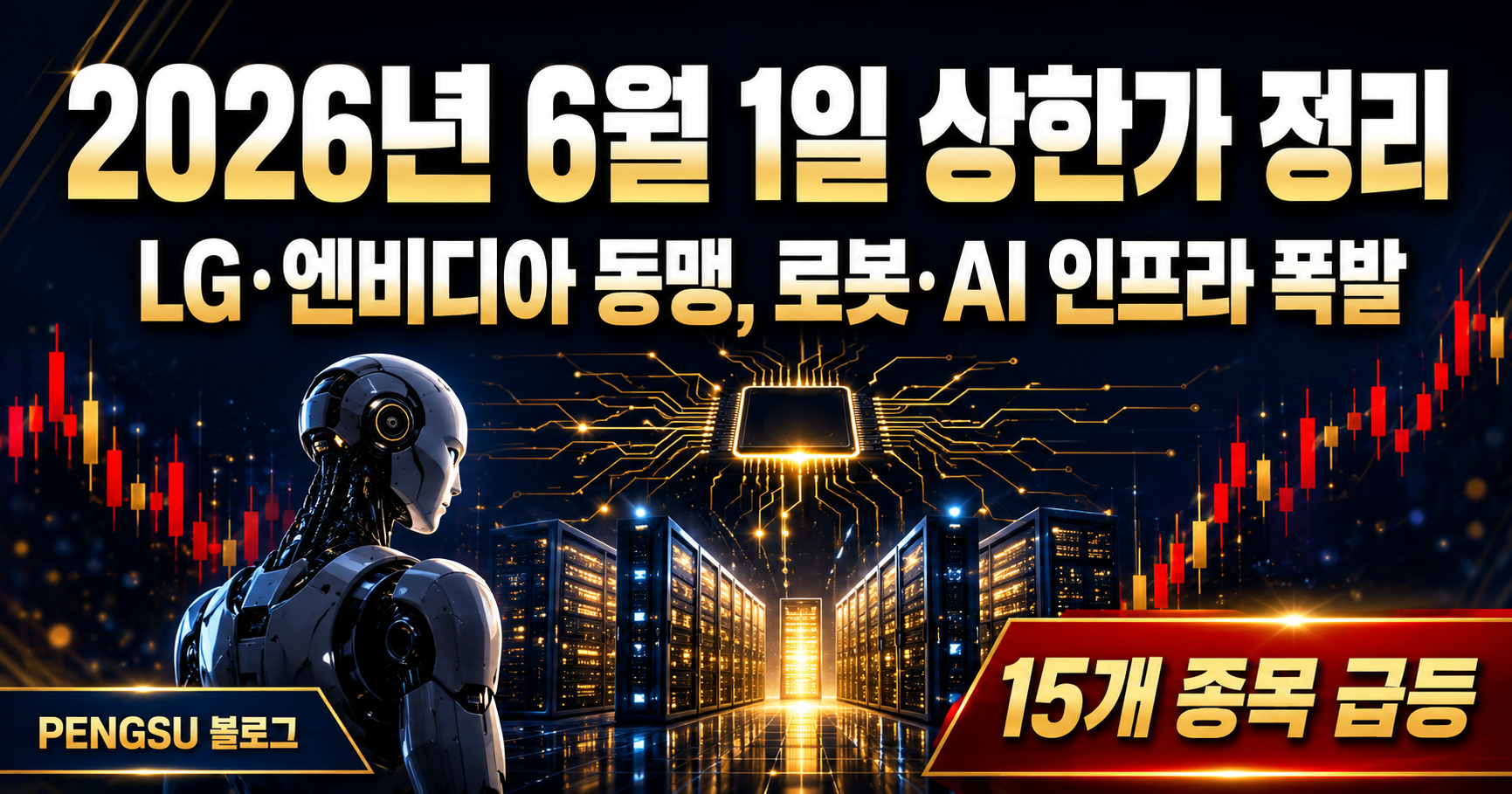 2026년 6월 1일 상한가 종목 완벽 분석 - LG·엔비디아 동맹, 로봇·AI 인프라 폭발