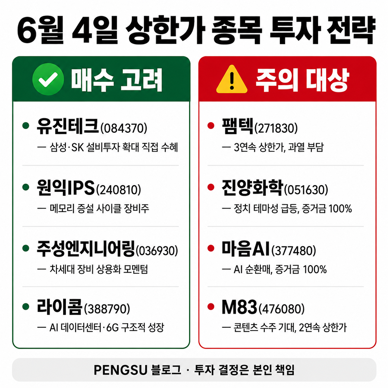 투자 전략 요약 인포그래픽