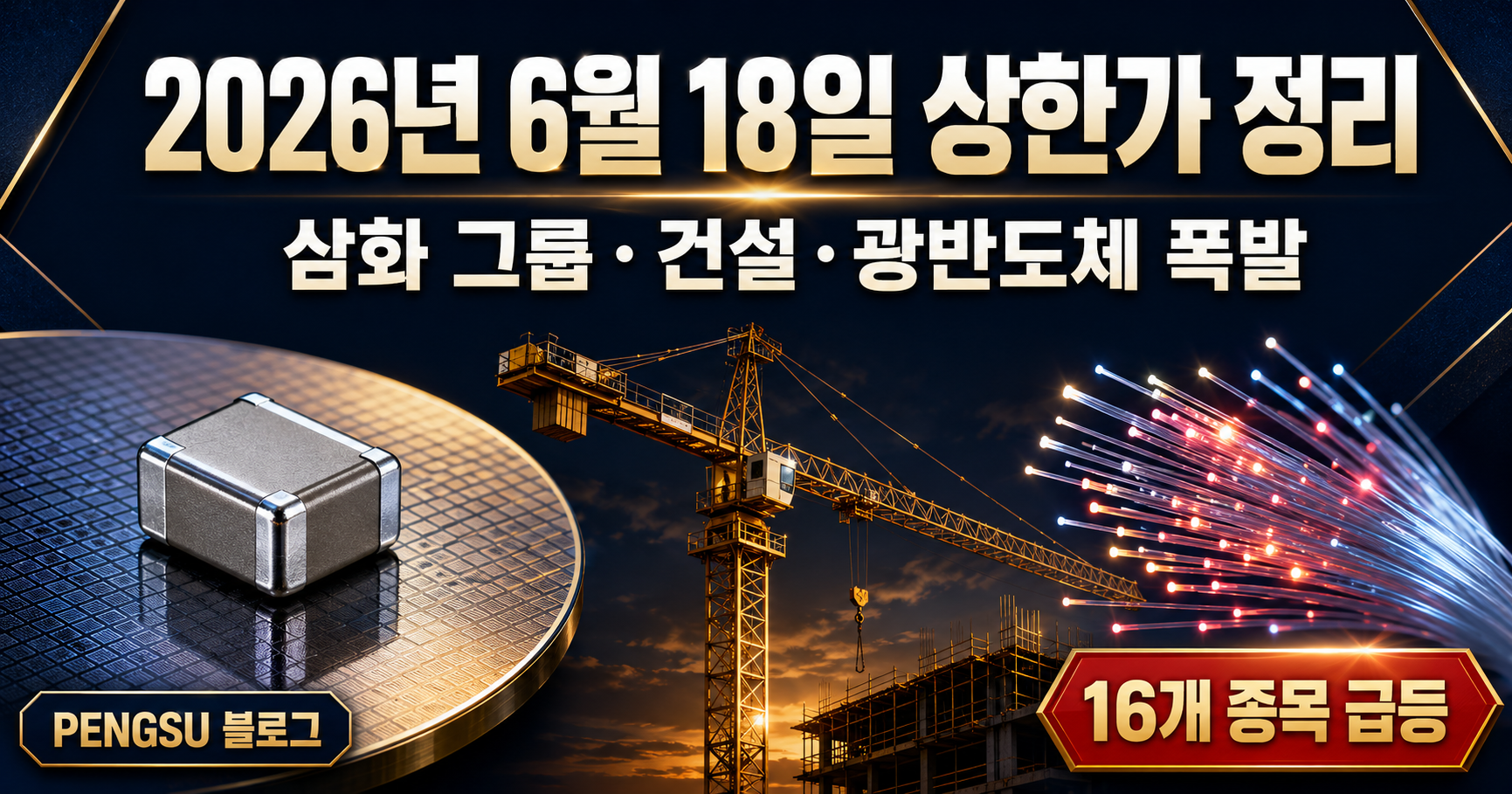 2026년 6월 18일 상한가 종목 완벽 분석 - 삼화 그룹·건설 인프라·광반도체 폭발
