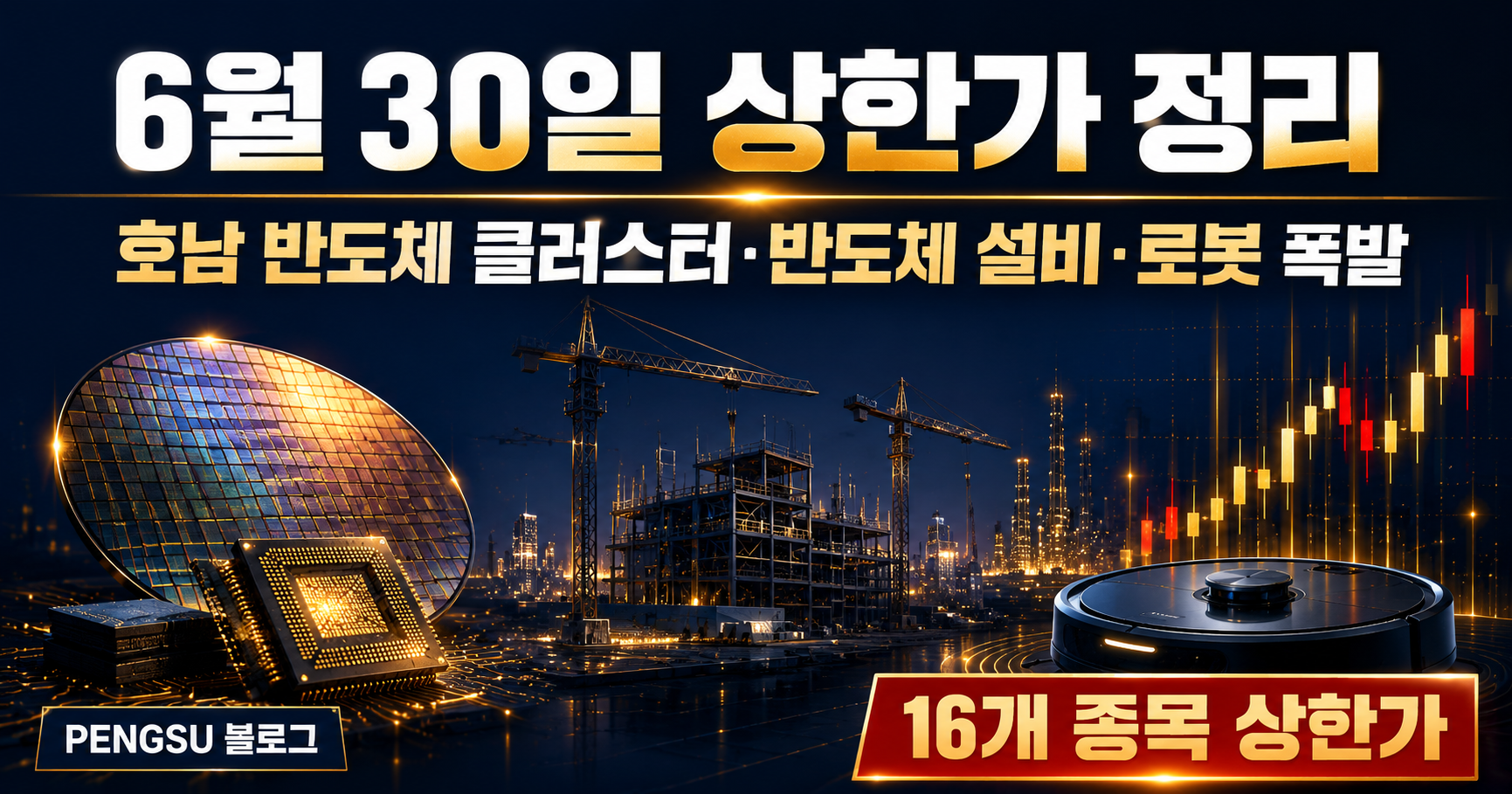 2026년 6월 30일 상한가 종목 완벽 분석 - 호남 반도체 클러스터·반도체 설비·로봇 폭발