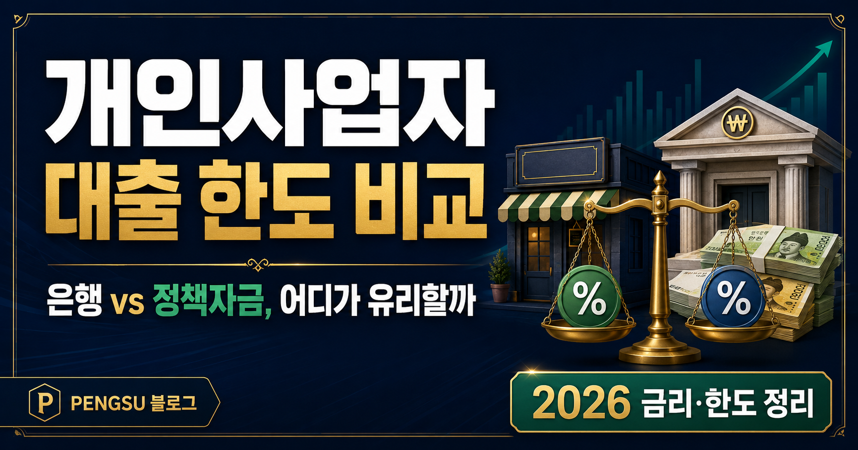 개인사업자 대출 한도 비교 2026 — 은행·정책자금 어디가 유리할까