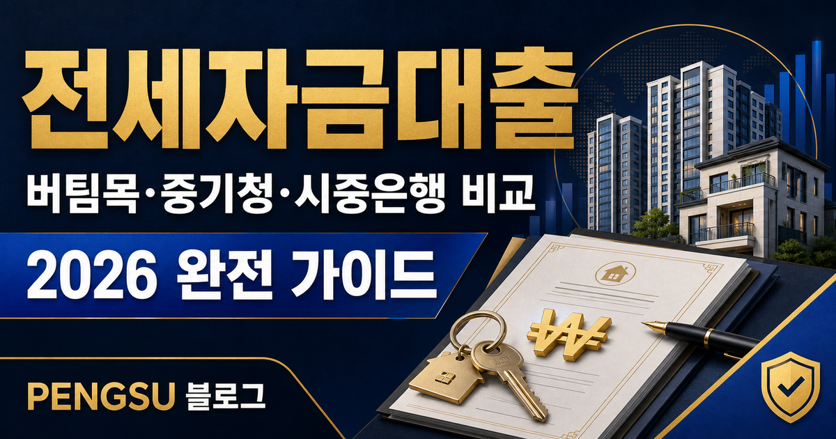 전세자금대출 금리 비교·한도 완전 가이드 2026 — 버팀목·중기청·시중은행 뭐가 유리할까