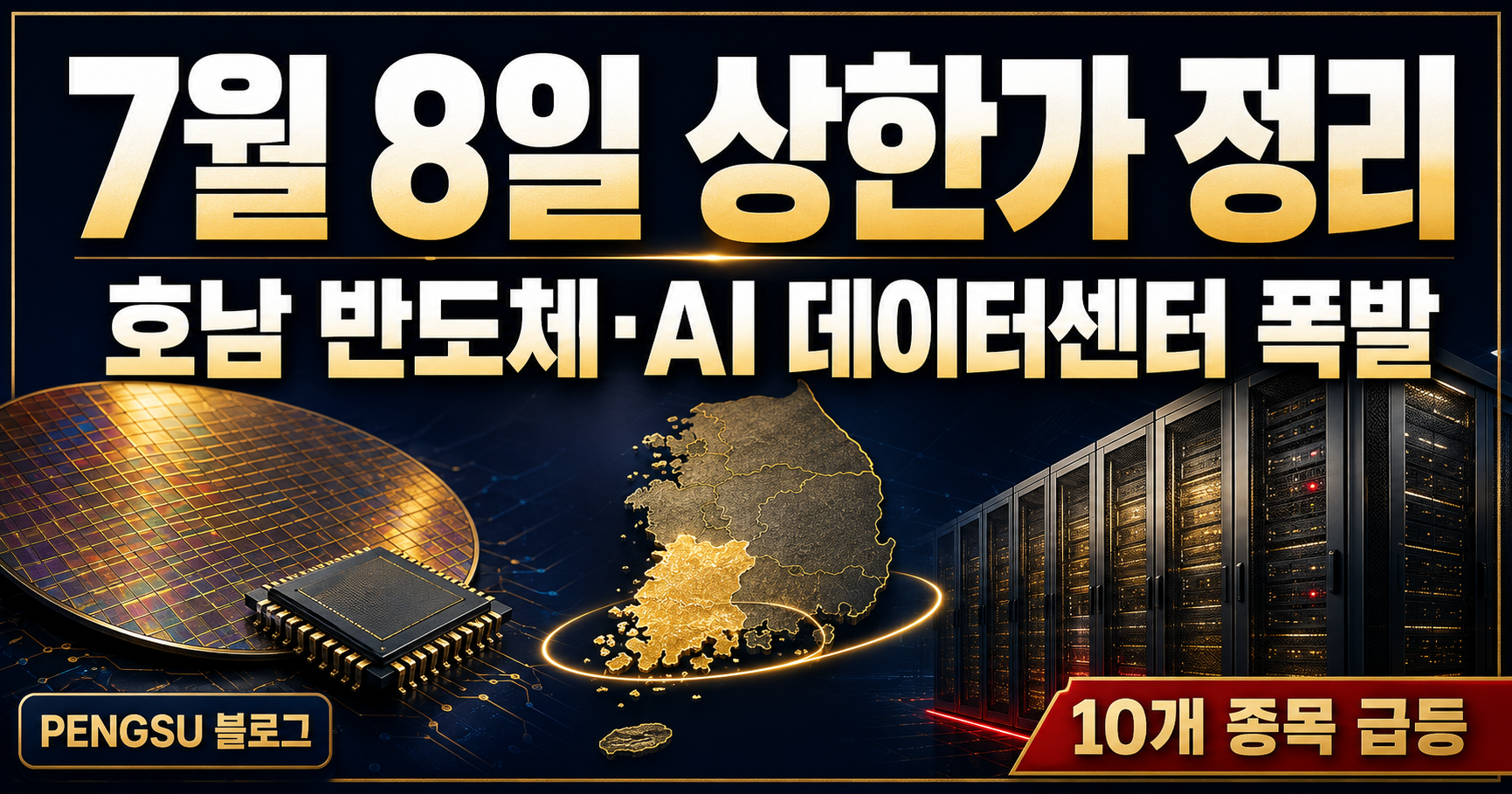 2026년 7월 8일 상한가 종목 완벽 분석 - 호남 반도체 클러스터·AI 데이터센터 폭발