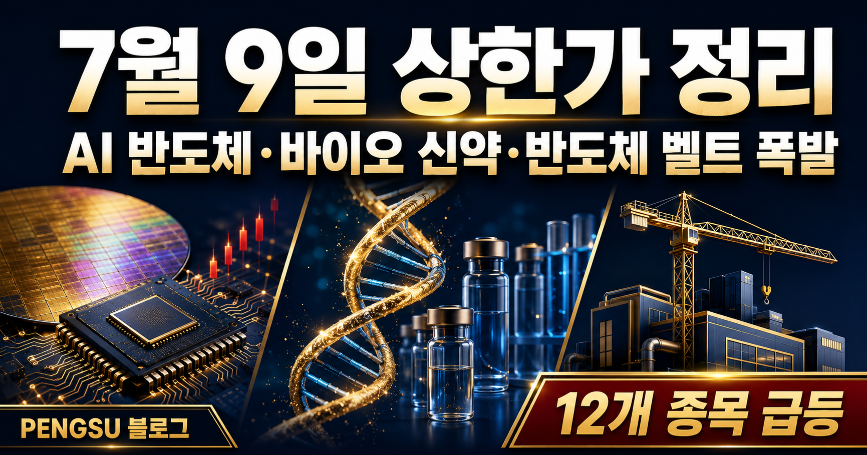 2026년 7월 9일 상한가 종목 완벽 분석 - AI 반도체·바이오 신약·반도체 메가프로젝트