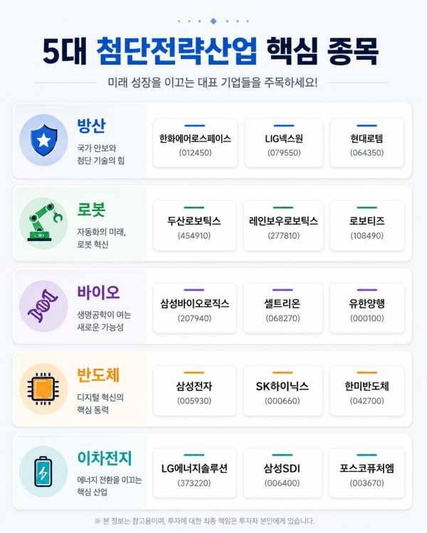 국민성장펀드 산업별 관련주 매트릭스