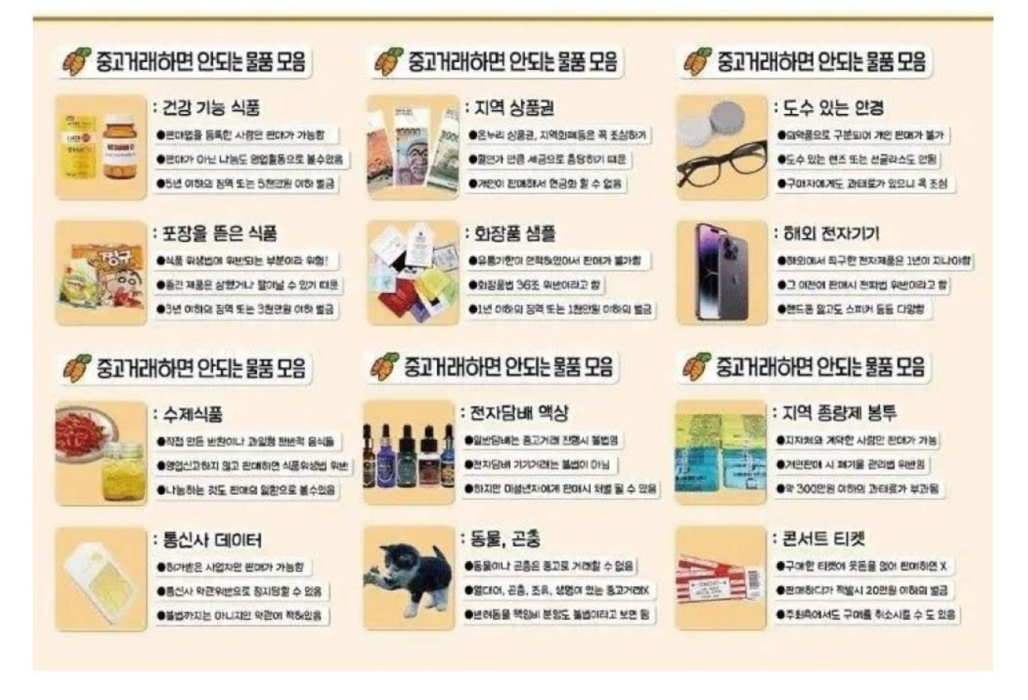 개인간 중고 거래 금지 품목