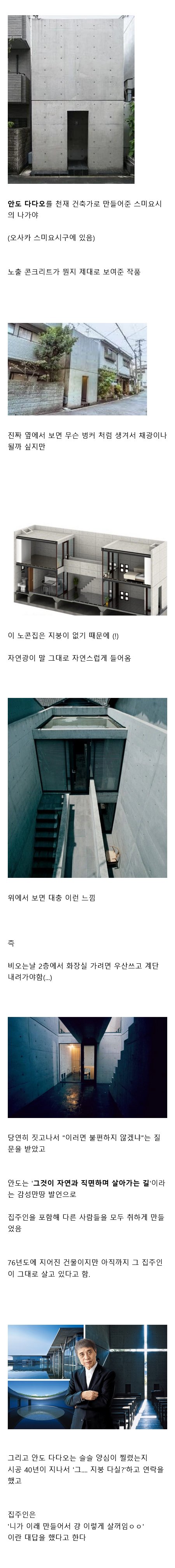 노출 컨크리트의 대표 건축가가 만든 지붕없는 가정집
