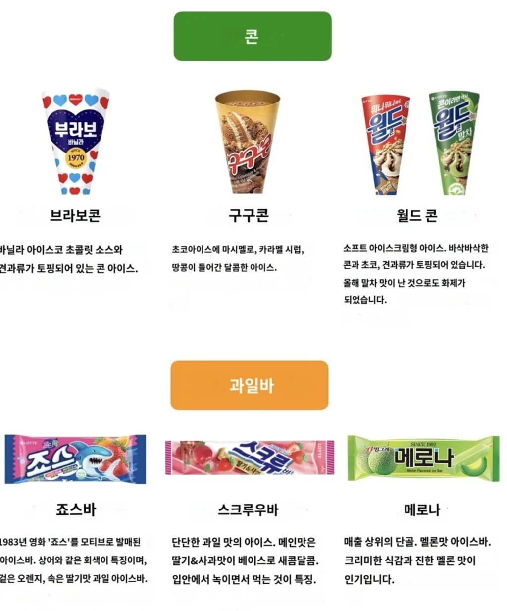 일본에서 추천되는 한국 아이스크림