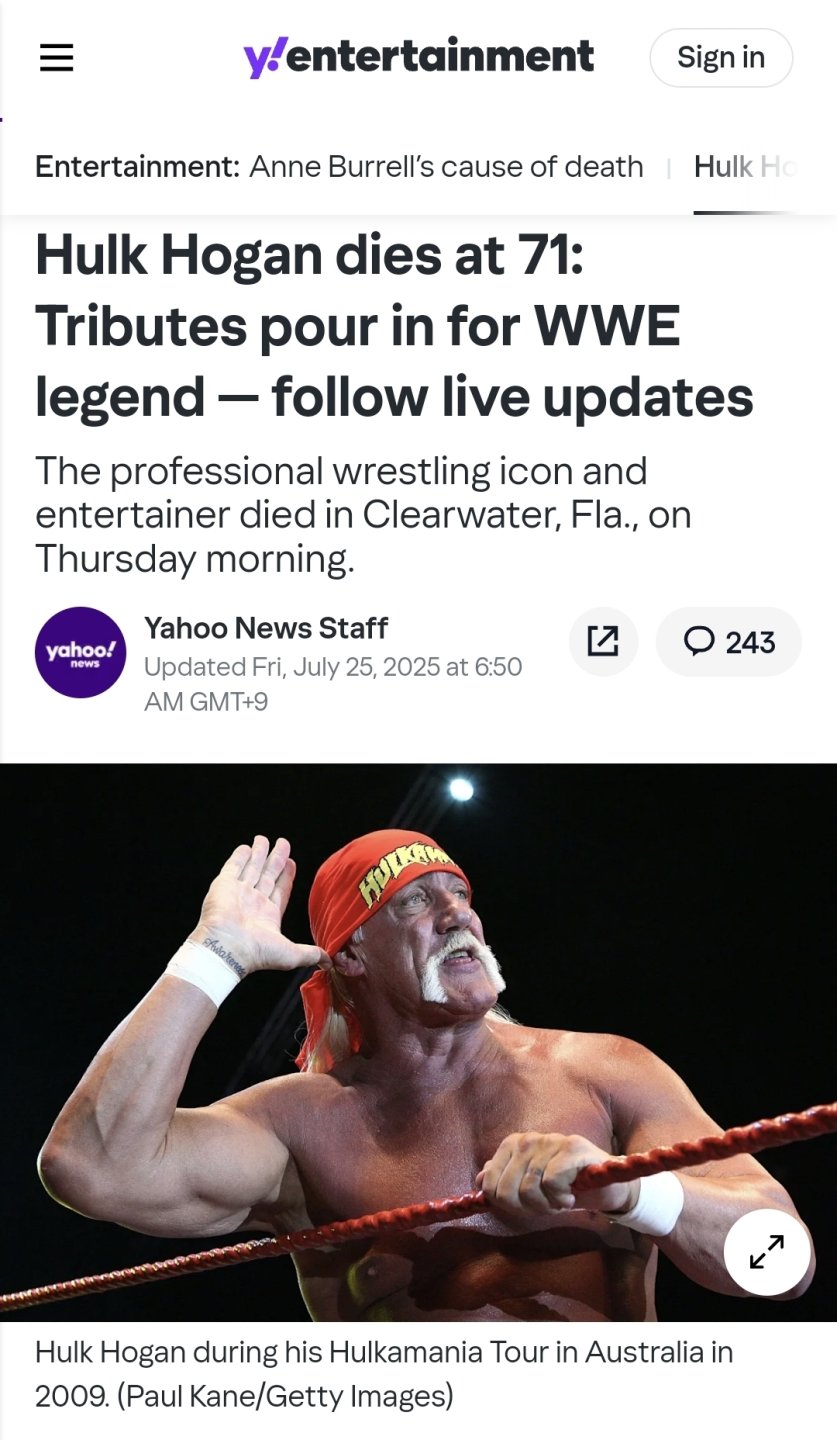 헐크 호건 별세