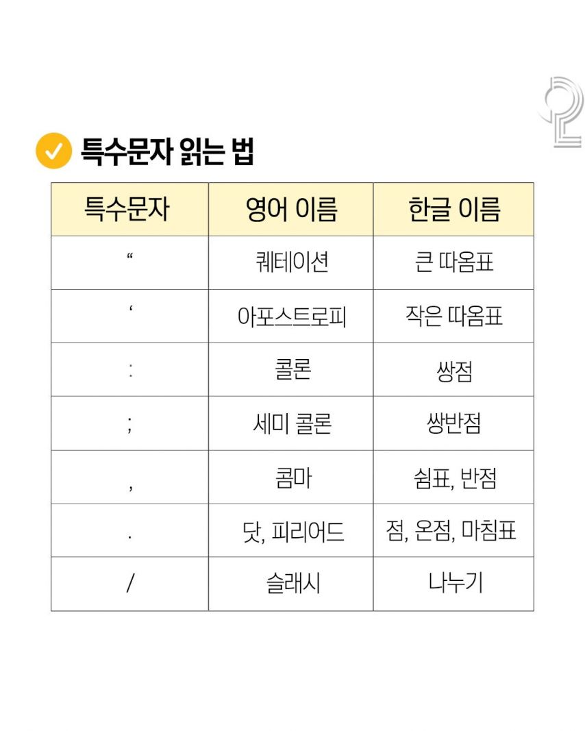 알아둬서 나쁠거 없는 특수문자 읽는법