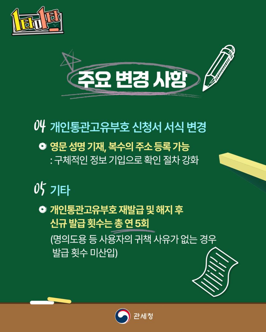 관세청 개인통관고유번호 2026년부터는 매년 갱신해 주세요