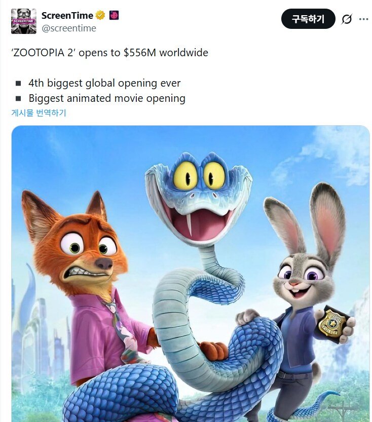 주토피아2 흥행 근황