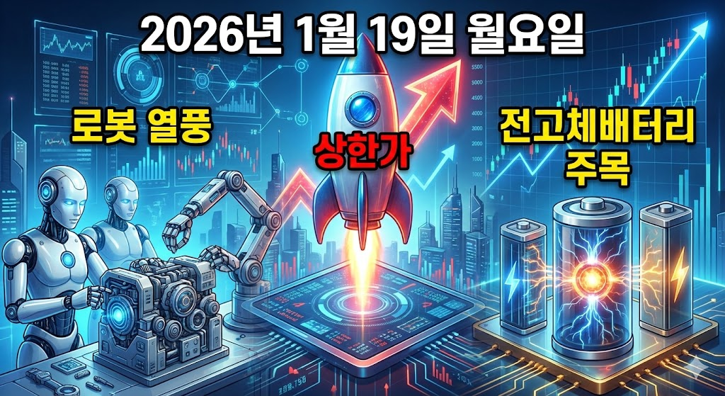 🚀 2026년 1월 19일 월요일 상한가 종목 완벽 분석 - 로봇 열풍과 전고체배터리 주목