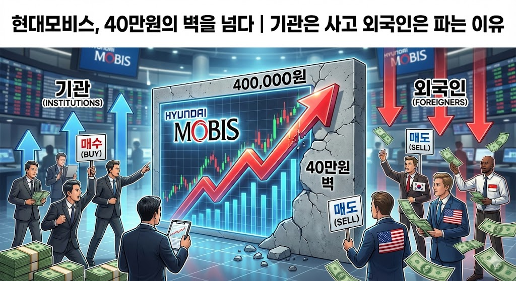 📊 40만원의 벽을 넘다｜현대모비스, 기관은 사고 외국인은 파는 이유
